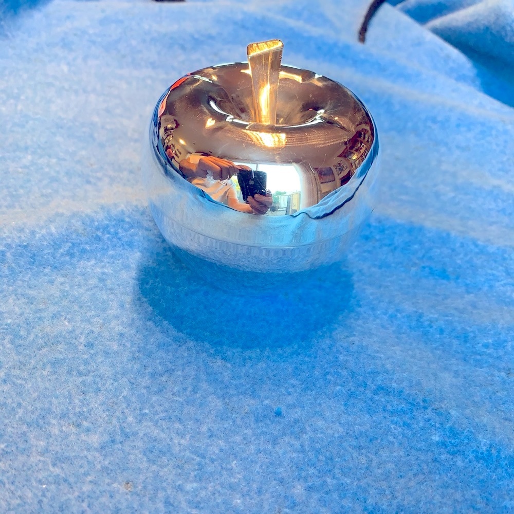 Apple Jewelry Box Hi Polish Silver Plated on Brass